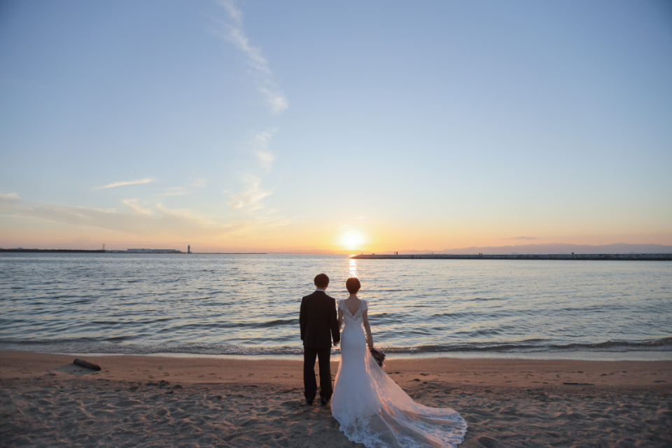 岐阜フォトウェディング、前撮り岐阜、ビーチフォト、りんくうビーチ常滑ならラフフォトへ